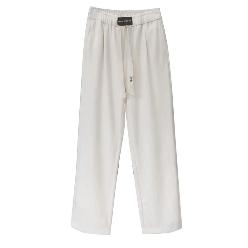 2024 spring and summer mens trousers loose casual fashionable trendy street solid color comfortable drawstring straight pants unique default style 3461