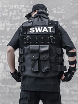 streetwear jacket featuring hip hop sleeveless vests adjustment cargo waistcoat with pockets zipper military jacket fashion streetwear mens tactical vests design – premium quality jacket for men