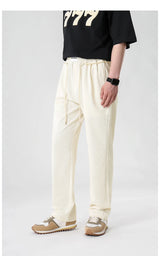 mens pants casual elastic waist drawstring straight trousers streetwear new fashion traf homme pants unique default style 3289