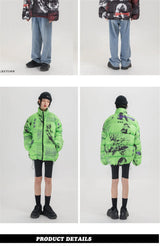 2023 Hip Hop Jacket Parka Men Anime Cartoon Graphic Padded Jacket Coat Warm Winter Streetwear Harajuku Puffer Jackets