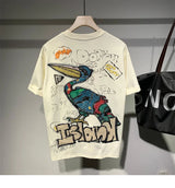 Harajuku Aesthetic piece – Summer Graffiti Short Sleeve T Shirt Mens High Street Loose