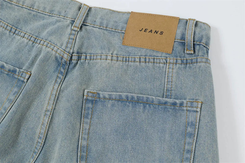 vintage multi pocket baggy jeans mens harajuku cargo denim pants retro hip hop straight loose jean pants men clothing unique cargo style 1088