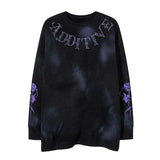 hip hop knitted sweater streetwear mens letter rose printed punk gothic oversized o neck pullover jumpers harajuku loose tops aesthetic street look hoodie, urban wear with bold artwork, unique limited edition hoodie