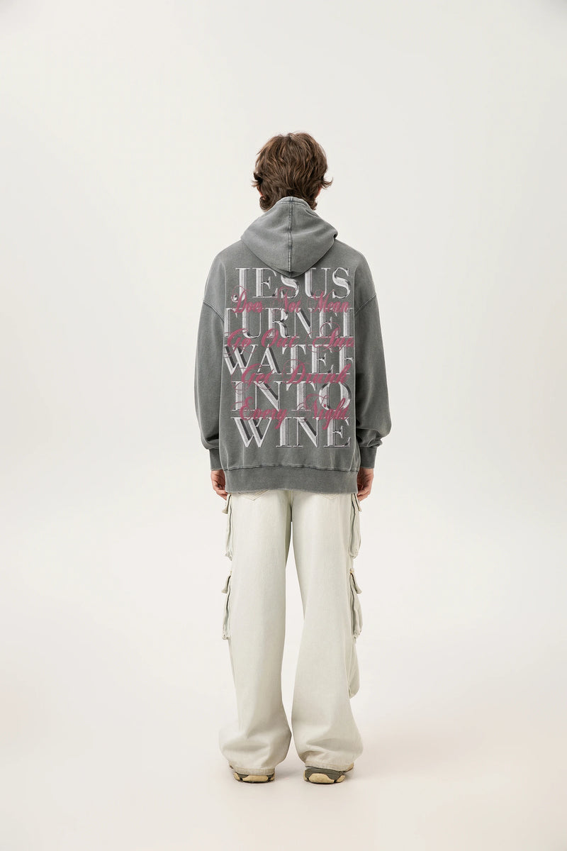 24ss Vintage SM Brand Fashion Washed Distressed stir fried salt high gram heavy vintage looped hoodie hooded sweatshirt