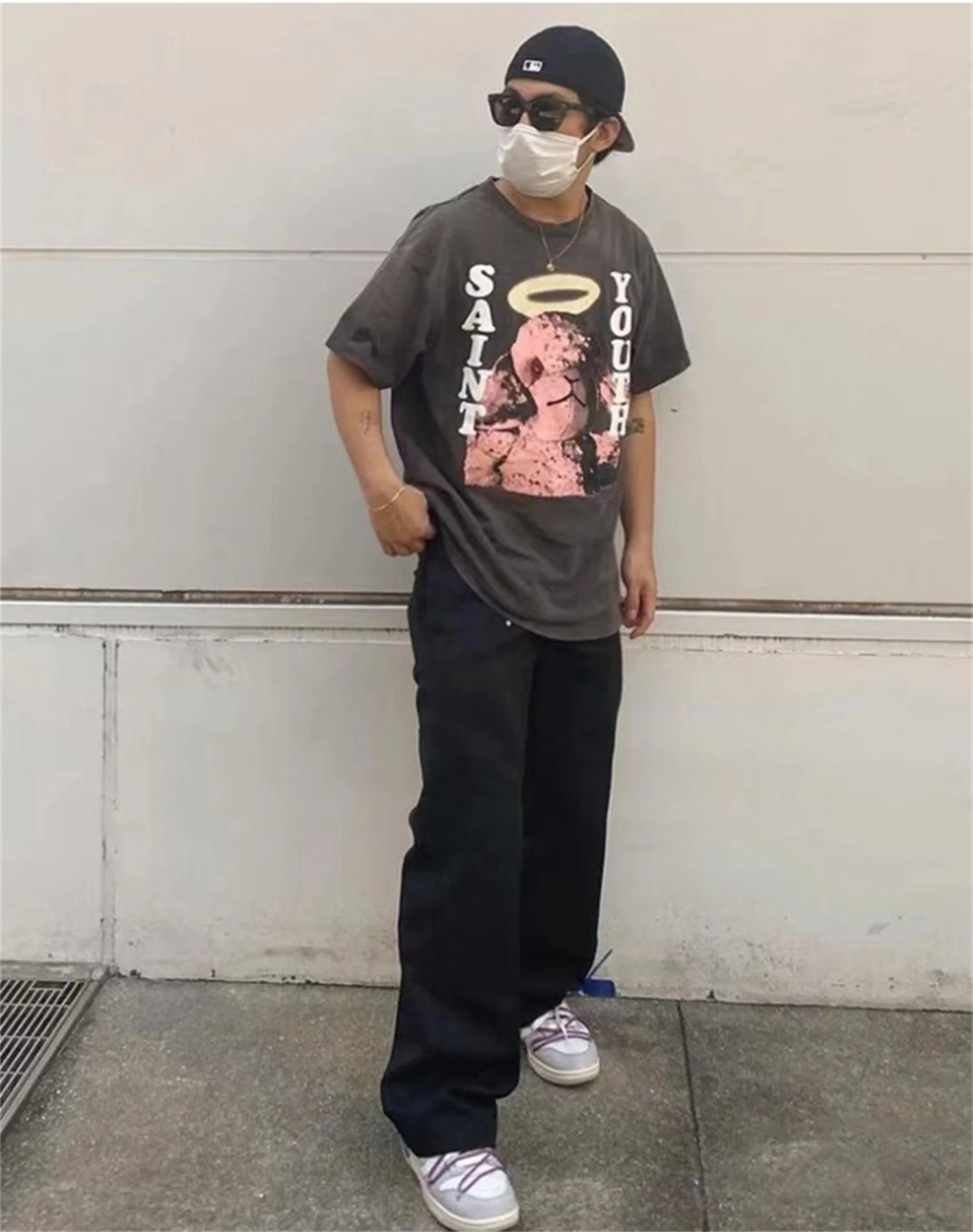 Pink pastel t-shirt with anime overlay and heart icons