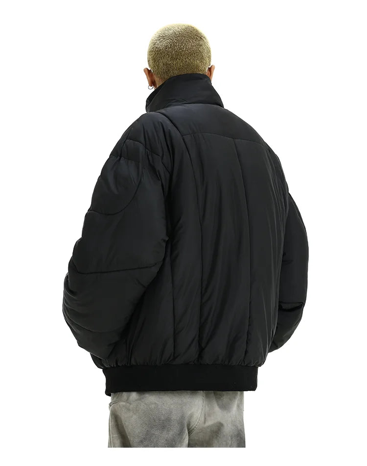 Mens Jacket Winter Parkas Streetwear Thicken Warm Solid Color Zipper Cotton Padded Bomber Jackets Harajuku Fashion Casual Coats