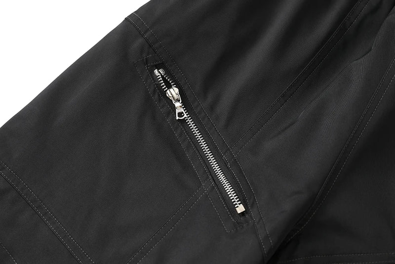 high street zipper pockets vibe style baggy drawstring summer shorts for men straight loose casual knee length pants oversized unique shorts style 4635