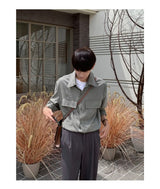 Spring And Autumn New Korean Style Shirt Men Suede Loose Trendy And Ve
