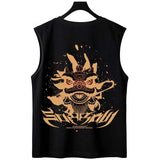 Gothic Oversized shirt – Summer Anime Lion Dance Printed Sleeveless T Shirt Men Overs