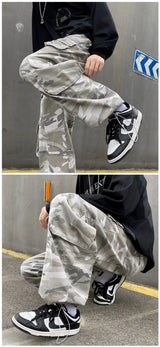 2023 new fashion side pocket camouflage baggy men cargo pants tactical clothing hip hop casual long trousers pantalones hombre unique cargo style 6038