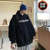 Burgundy Hooded Sweatshirt For Men 2024 Autumn And Winter New Tops Hea