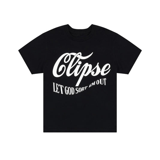 Cotton tee with manga glitch panel and cutout lines
