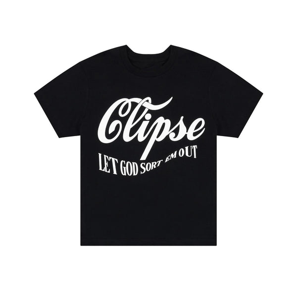 Cotton tee with manga glitch panel and cutout lines