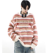 bold graphic pullover, layered streetwear look, soft knit pullover with flame design, y2k fashion statement