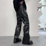 pu leather pants men streetwear fashion hip hop punk gothic vibe casual faux leather pant man boyfriend motorcycle trousers minimalist street pants