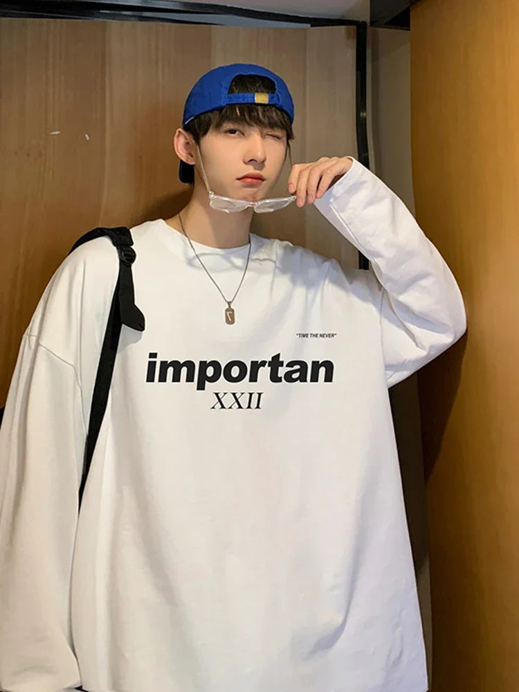 Y2k Chrome print – Autumn Importan Letter Printed T Shirt For Men High Street