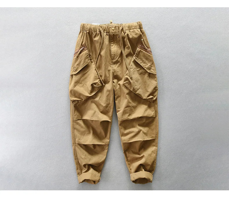 japanese streetwear cargo big pockets joggers pants men harajuku harem trousers straight wide loose casual male workpants cotton unique joggers style 5108