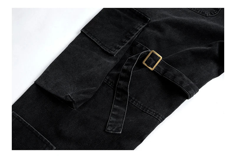 mens hip hip pants retro cargo pant streetwear side pockets bottom zipper harajuku joggers casual loose straight cotton trousers unique joggers style 3840
