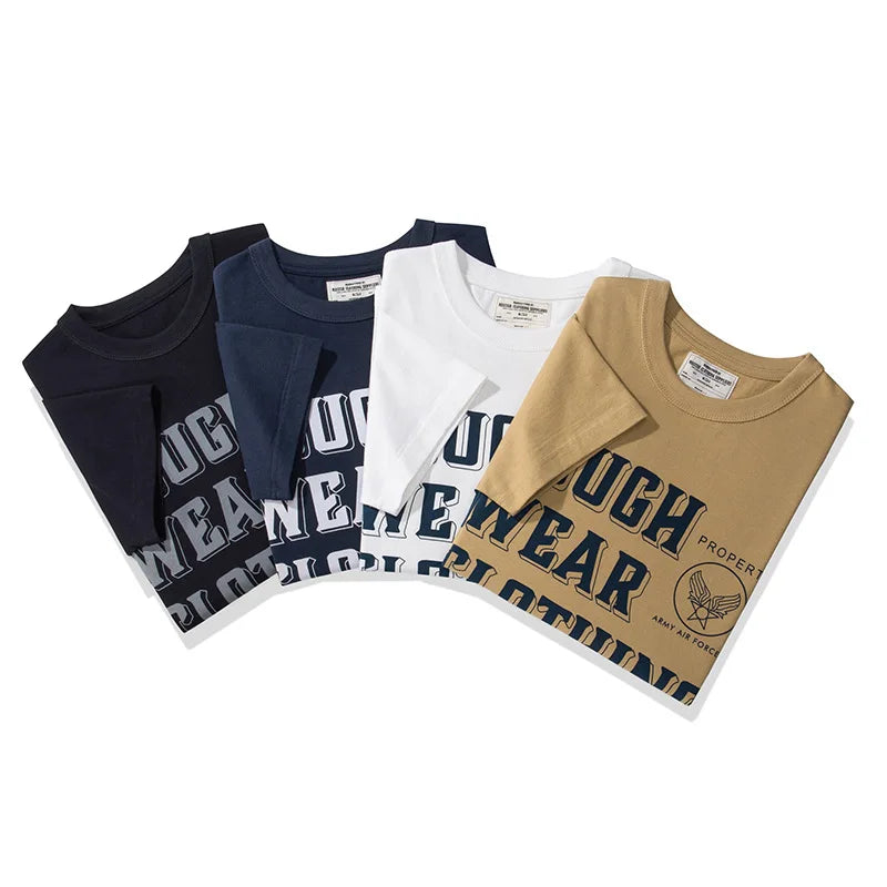 Harajuku Broken heart – Amekaji Vintage Cotton Printed T Shirt Men 2023 Spring Summe