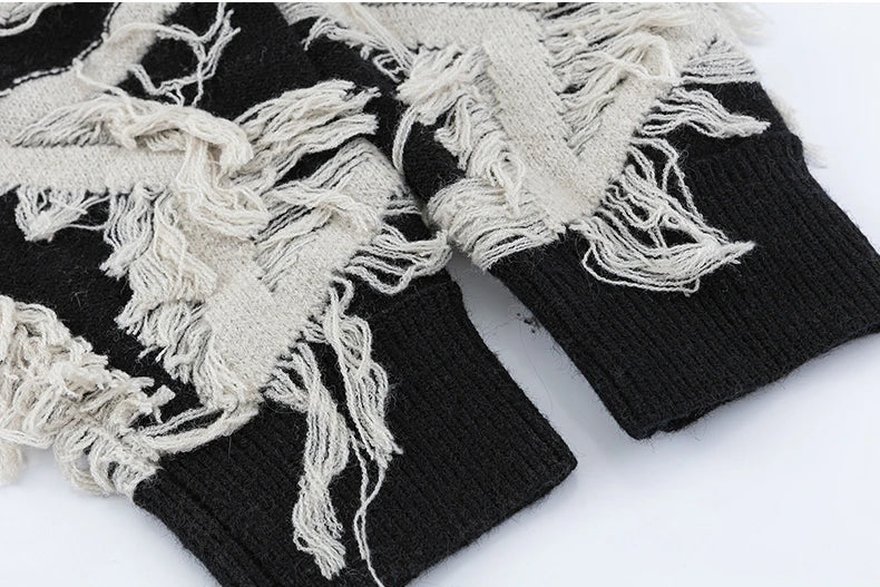 fashion stars tassel knitted sweater pullovers men fashion long sleeve loose sweater unisex autumn winter cotton jumper knitwear - 2025 streetwear drop, trendy hip hop fashion hoodie, anime inspired graphic hoodie
