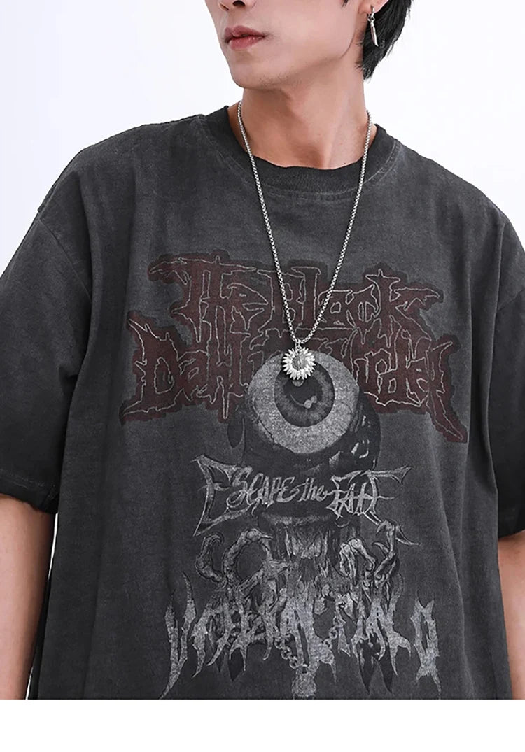 Gothic Vintage t-shirt – Hip Hop Streetwear T Shirt Dark Style Evil Eye Printed Haraj