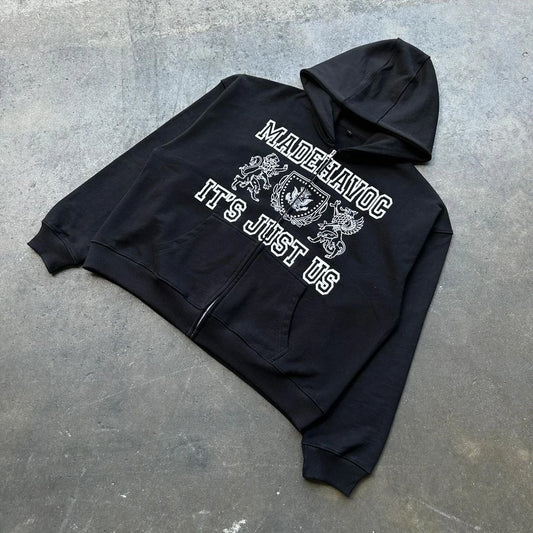 Y2K Pullover Hoodie Long Sleeved Oversize Vintage Letter Printed Cloth