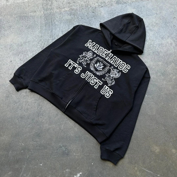 Y2K Pullover Hoodie Long Sleeved Oversize Vintage Letter Printed Cloth