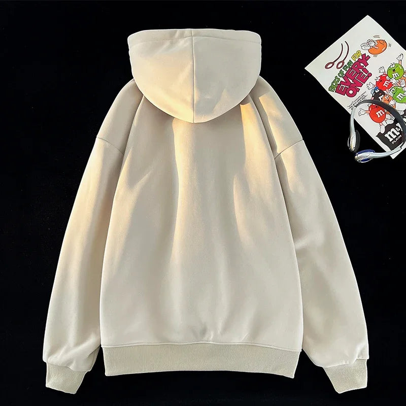 2024 Spring Half Zip Large Size Hooded Sweatshirts Korean Mens Pullove