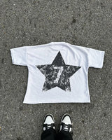 American High Street Fashion Cartoon Portrait Printed Oversized T-shirt Women Y2k Goth Harajuku Casual Versatile Short-sleeved