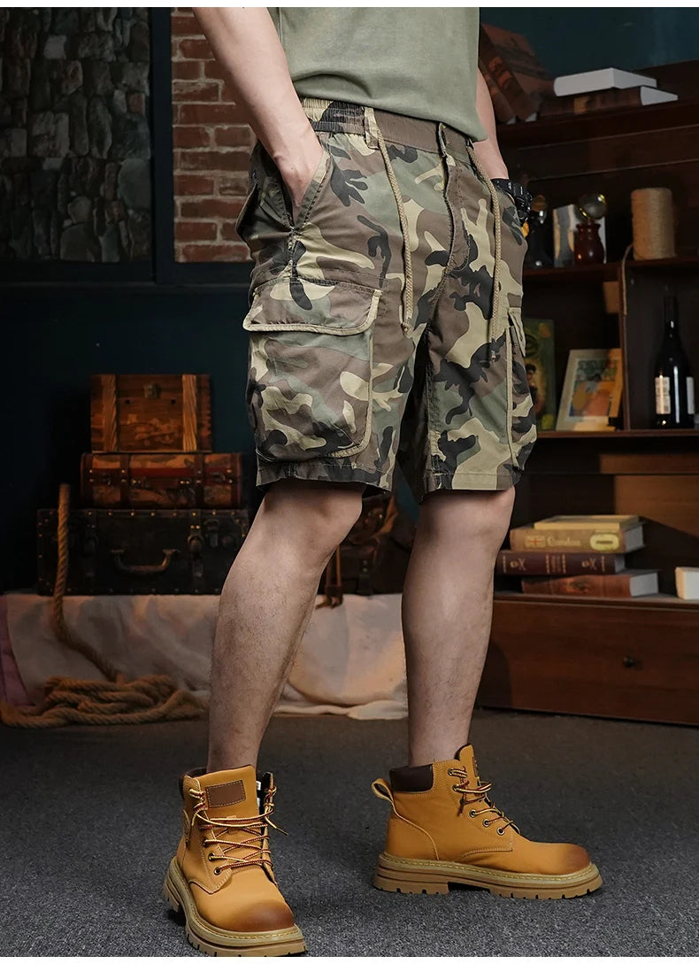 summer cargo shorts mens loose five pocket multi pocket outdoor motorcycle camouflage pants mens shorts multi-pocket cargos