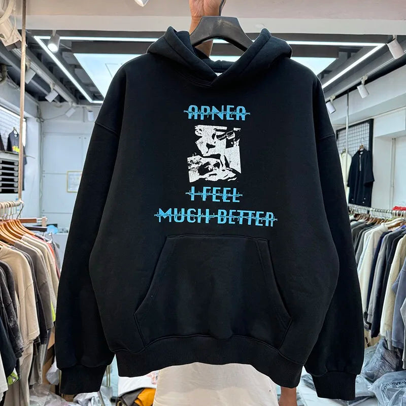 Oversized Y2K hoodie with graffiti-style logo design