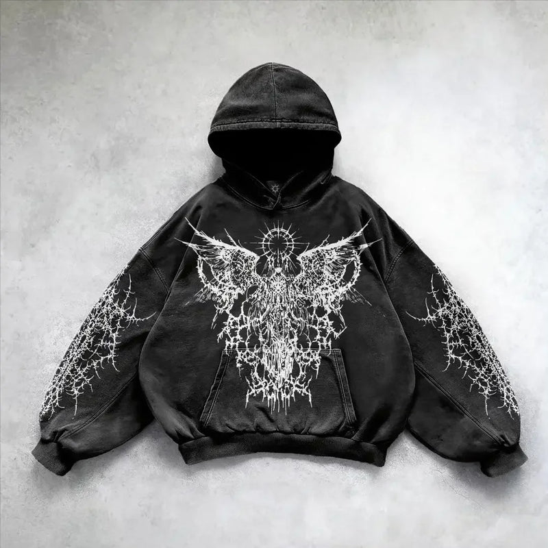 Oversized Sweatshirt Shining Angel Hoodies Women Goth New Couples Goth