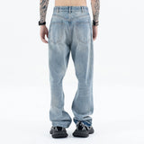 Destroy straight-leg wide jeans