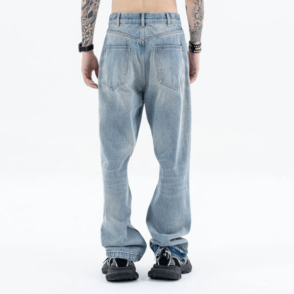 Destroy straight-leg wide jeans