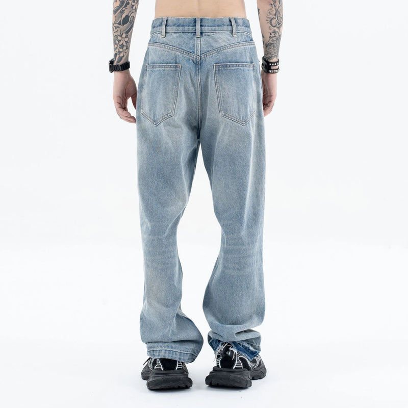 Destroy straight-leg wide jeans