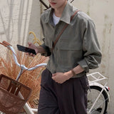 Spring And Autumn New Korean Style Shirt Men Suede Loose Trendy And Ve