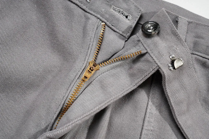 streetwear big pockets sashes pleated baggy jeans for men and women washed straight casual cargo pants oversize denim trousers unique cargo style 149