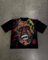 Skatercore Melting smiley – 2023 New Gothic Punk Devil Pattern Print Oversized T Shirt M