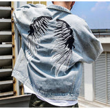 back wing embroidery denim jacket coat mens fashion hip hop harajuku jean coats outerwear casual streetwear jeans baggy jacke - variant style b574ea for streetwear fashion