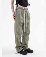knee fold baggy pants unisex casual elastic waist straight trousers streetwear fashion drawstring women men hip hop y2k joggers unique joggers style 1271