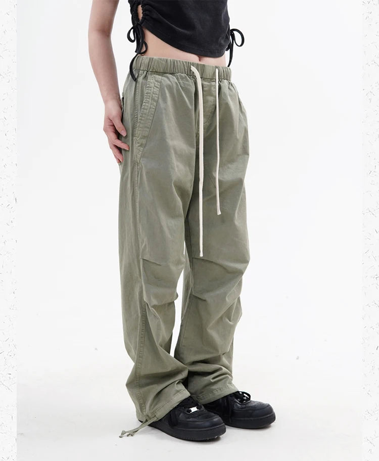knee fold baggy pants unisex casual elastic waist straight trousers streetwear fashion drawstring women men hip hop y2k joggers unique joggers style 1271