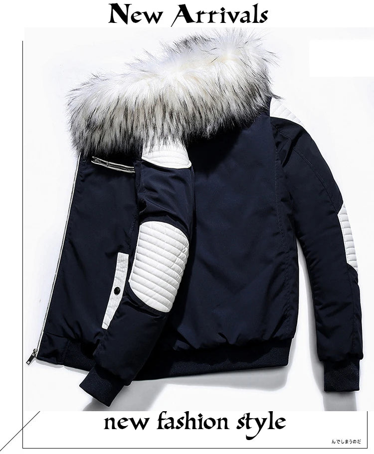 2024 Winter Warm Gradient Parkas Men Women Streetwear Thick Jackets Coat Fashion Harajuku Hoody Fur Collar Coats