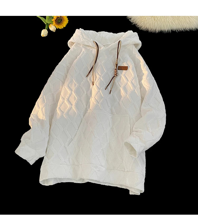 2024 New Mens Hoodie Fashion Korean Casual Loose Hooded Shirt Large Si