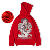 Autumn Haughty Angel Graphic Fleece Hoodies For Men Oversized Retro