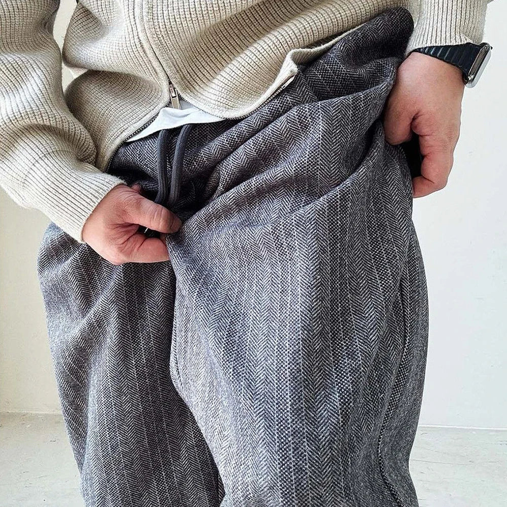 mens pants thick woolen casual pants autumn streetwear fashion personality versatile trend comfort wide leg pants mens clothing unique default style 175