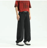 new vintage men s patchwork baggy jeans draped straight leg denim trousers autumn korean fashion high street casual y2k jean unique jeans style 551