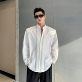 Men French Vintage Fashion Business Casual Long Sleeve Loose Dress Shirts Man Korean Streetwear Party Shirt Blouses