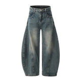 Men Women American Streetwear Vintage Washed Denim Loose Casual Wide Leg Baggy Jeans Couple Harem Jeans Trousers
