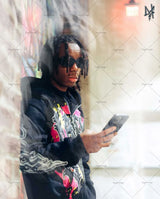 Gothic Punk Trend Pattern Printed Oversize Hoodie Men's 2023 New Street Hip-Hop Versatile Loose Pullover Sweatshirt Women's