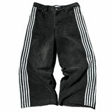 baggy jeans harajuku goth y2k jeans for men black striped new hip hop embroidered wide leg denim pants high street streetwear unique jeans style 270